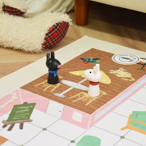 洗えるキッズラグ TOCO LIFE KIDS “おままごと カフェ” フランネル ベージュ