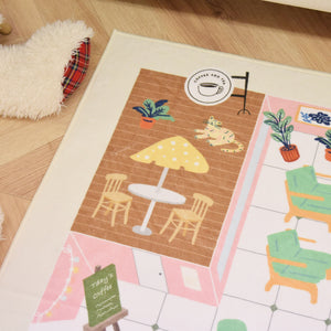 洗えるキッズラグ TOCO LIFE KIDS “おままごと カフェ” フランネル ベージュ
