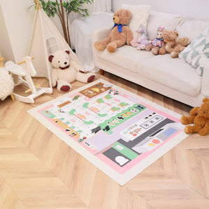 洗えるキッズラグ TOCO LIFE KIDS “おままごと カフェ” フランネル ベージュ