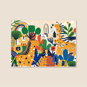 洗えるキッズラグ TOCO LIFE KIDS “アニマル柄 キリン” フランネル イエロー