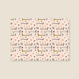 洗えるキッズラグ TOCO LIFE KIDS “アニマル柄 ダックスフント” フランネル ベージュ