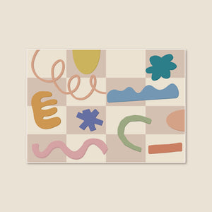 洗えるキッズラグ TOCO LIFE KIDS “キッズルーム カラフルシェイプ” フランネル ベージュ