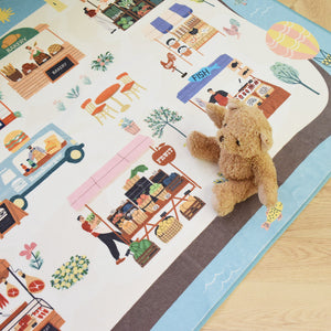 洗えるキッズラグ TOCO LIFE KIDS “お買い物ごっこ マルシェ” フランネル ブルー