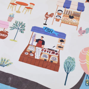 洗えるキッズラグ TOCO LIFE KIDS “お買い物ごっこ マルシェ” フランネル ブルー