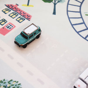 洗えるキッズラグ TOCO LIFE KIDS “ロードマップ 車” フランネル ブルー