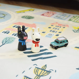洗えるキッズラグ TOCO LIFE KIDS “ロードマップ 車” フランネル ブルー
