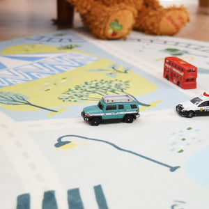 洗えるキッズラグ TOCO LIFE KIDS “ロードマップ 車” フランネル ブルー
