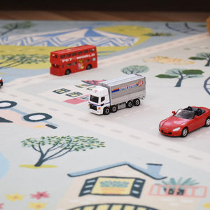 洗えるキッズラグ TOCO LIFE KIDS “ロードマップ 車” フランネル ブルー