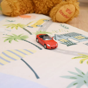 洗えるキッズラグ TOCO LIFE KIDS “マップ 港と船” フランネル ブルー