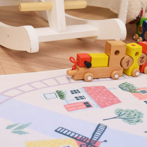 洗えるキッズラグ TOCO LIFE KIDS “マップ 港と船” フランネル ブルー