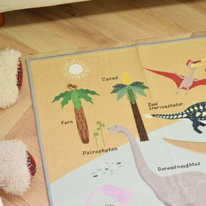 洗えるキッズラグ TOCO LIFE KIDS “恐竜図鑑” フランネル ブルー