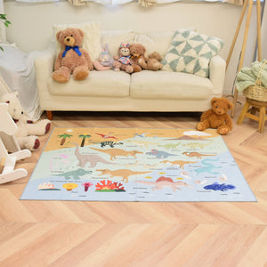 洗えるキッズラグ TOCO LIFE KIDS “恐竜図鑑” フランネル ブルー
