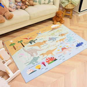 洗えるキッズラグ TOCO LIFE KIDS “恐竜図鑑” フランネル ブルー