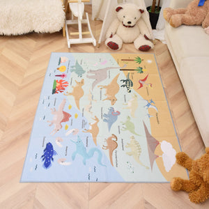 洗えるキッズラグ TOCO LIFE KIDS “恐竜図鑑” フランネル ブルー