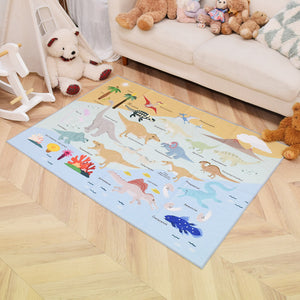 洗えるキッズラグ TOCO LIFE KIDS “恐竜図鑑” フランネル ブルー