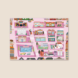 洗えるキッズラグ TOCO LIFE KIDS “おでかけごっこ マイタウン” フランネル ピンク