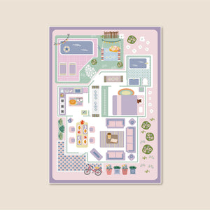 洗えるキッズラグ TOCO LIFE KIDS “おままごと” フランネル ピンク