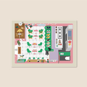 洗えるキッズラグ TOCO LIFE KIDS “おままごと カフェ” フランネル ベージュ