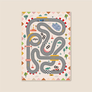 洗えるキッズラグ TOCO LIFE KIDS “サーキット” フランネル ピンク