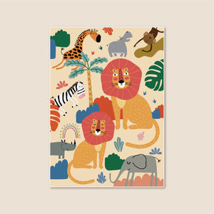 洗えるキッズラグ TOCO LIFE KIDS “アニマル柄 ライオン” フランネル ベージュ