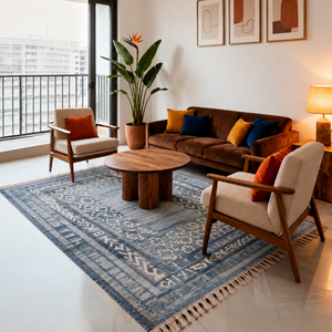 ウールを使ったおしゃれなインド製ラグ DENIM KILIM RUG