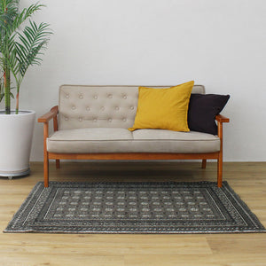 ヴィンテージ風アフガン柄プリントラグ　TOCORU Series AFGHAN RUG(アフガン柄ラグ | トルクメンラグ) ブラウン