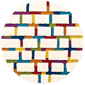 レンガ柄のシャギーから見え隠れするカラフルラグ Pop&Colorful レンガ - TOCO LIFE