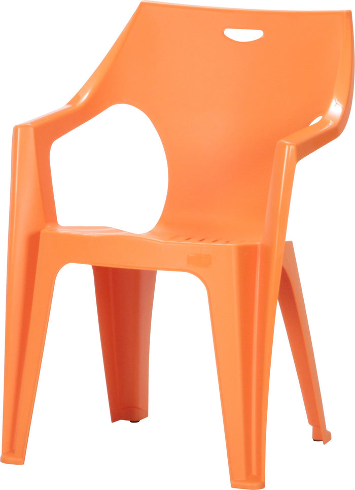 空間を彩る色鮮やかなガーデンデザインチェア GARBO 4脚セット オレンジ