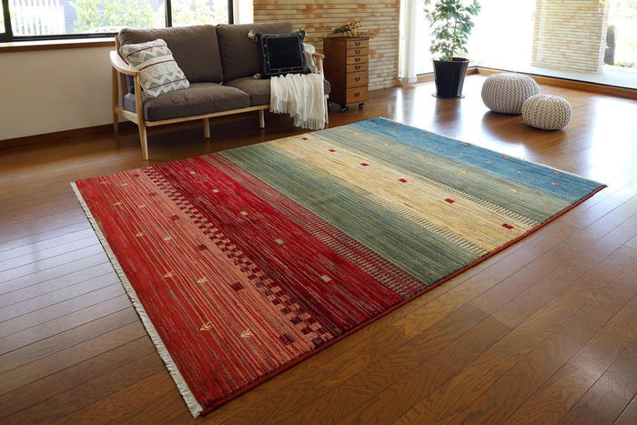 民族調手織り絨毯の様なエスニックなデザインのウィルトンラグマット トワル 5サイズ