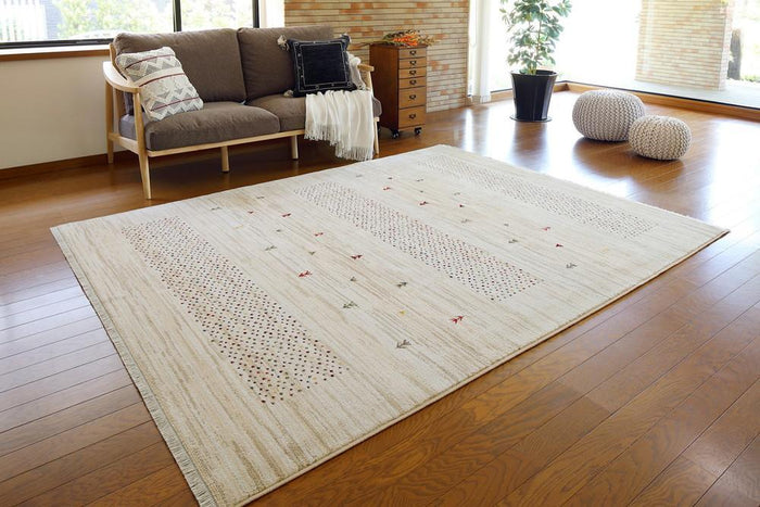 民族調手織り絨毯の様なエスニックなデザインのウィルトンラグマット ジャルダン 5サイズ
