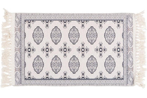 繊細なデザインが特徴的なトルクメン絨毯風プリントマット MARUFU-304 アイボリー アイボリー - TOCO LIFE