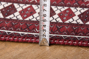 繊細なデザインが特徴的なトルクメン絨毯風プリントラグ MARUFU-305 レッド レッド - TOCO LIFE