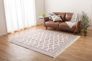 繊細なデザインが特徴的なトルクメン絨毯風プリントラグ MARUFU-307 アイボリー アイボリー - TOCO LIFE