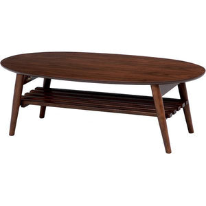 どんな部屋にも馴染みやすい木の風合いを感じられるロータイプの折れ脚テーブル MINT 楕円形 ブラウン - TOCO LIFE
