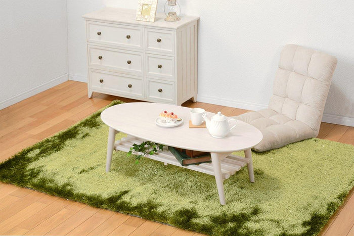 どんな部屋にも馴染みやすい木の風合いを感じられるロータイプの折れ脚テーブル MINT 楕円形 ホワイト