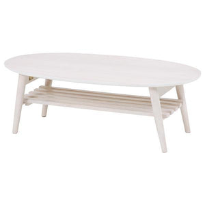 どんな部屋にも馴染みやすい木の風合いを感じられるロータイプの折れ脚テーブル MINT 楕円形 ホワイト - TOCO LIFE