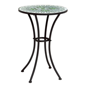 グリーンのタイルをあしらった円型ガーデンテーブル GRENES - TOCO LIFE