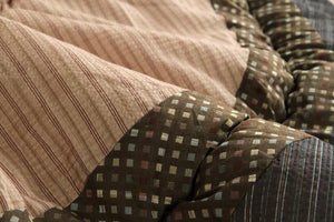 人気のしじら織りの生地をパッチワークして和モダンに仕上げた丸型こたつ布団セット YUKARI ブラウン - TOCO LIFE