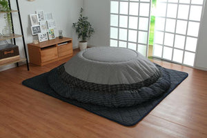 人気のしじら織りの生地をパッチワークして和モダンに仕上げた丸型こたつ布団セット YUKARI ブラック - TOCO LIFE