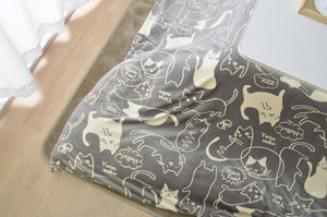 被せるだけで簡単イメチェン！可愛らしい猫柄のこたつ掛け布団カバー MINA グレー - TOCO LIFE