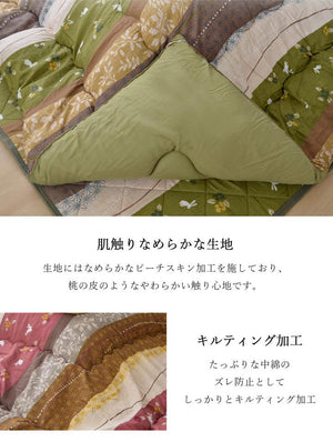ピーチスキン加工を施した和調のうさぎ柄のこたつ布団セット KOYOMI ローズ - TOCO LIFE