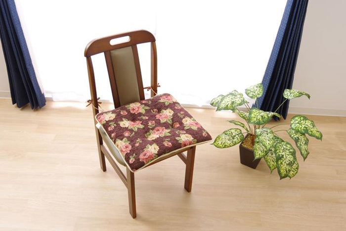 上品な風合いのあるエレガンス柄のジャガード織チェアクッション テセラ 同色2個組 ブラウン