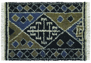 天然ウールを100％贅沢に使ったネイティブ柄の手織りラグマット AWE-18035 3サイズ - TOCO LIFE