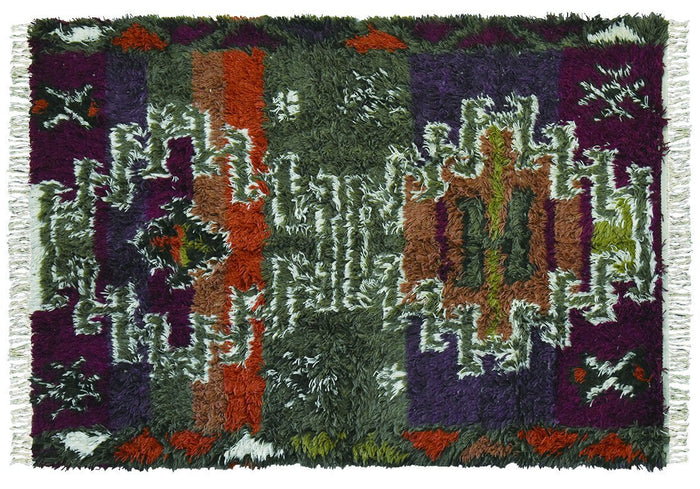 天然ウールを100％贅沢に使ったネイティブ柄の手織りラグマット AWE-18056 3サイズ