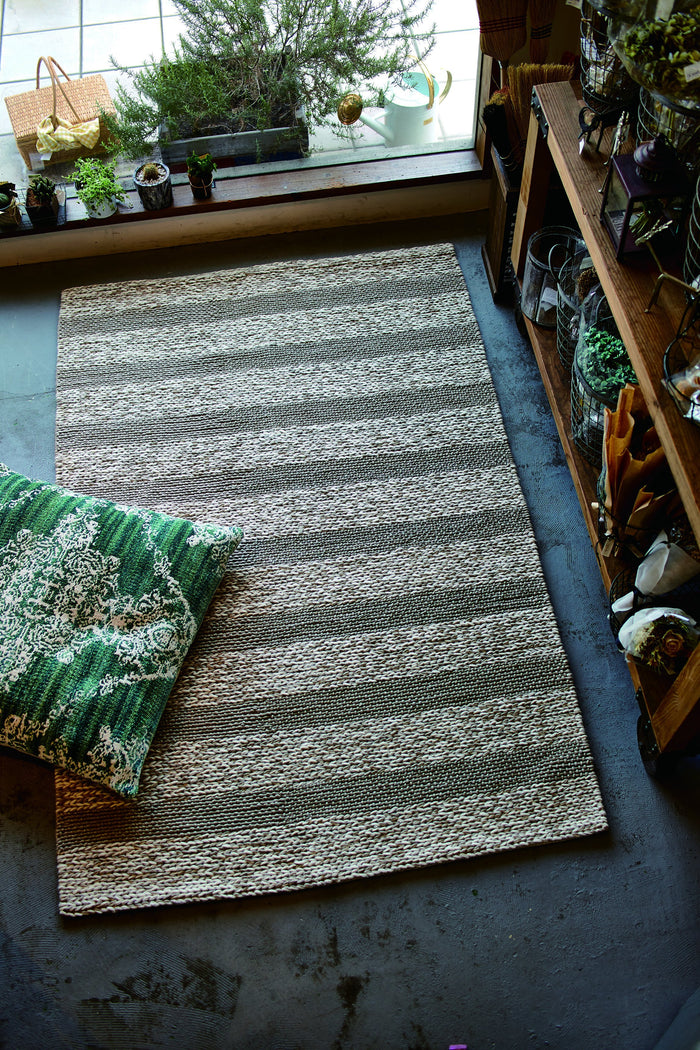 綿混の優しい風合いのインド製手織りラグマット MAGLIA 4サイズ ベージュ