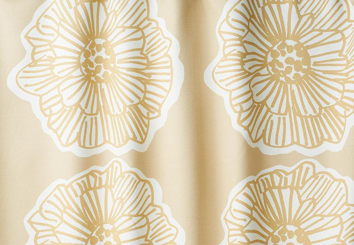 大輪の花を咲かせたダイナミックな構成のデザインの遮光カーテン DAIRIN ベージュ 1枚入り