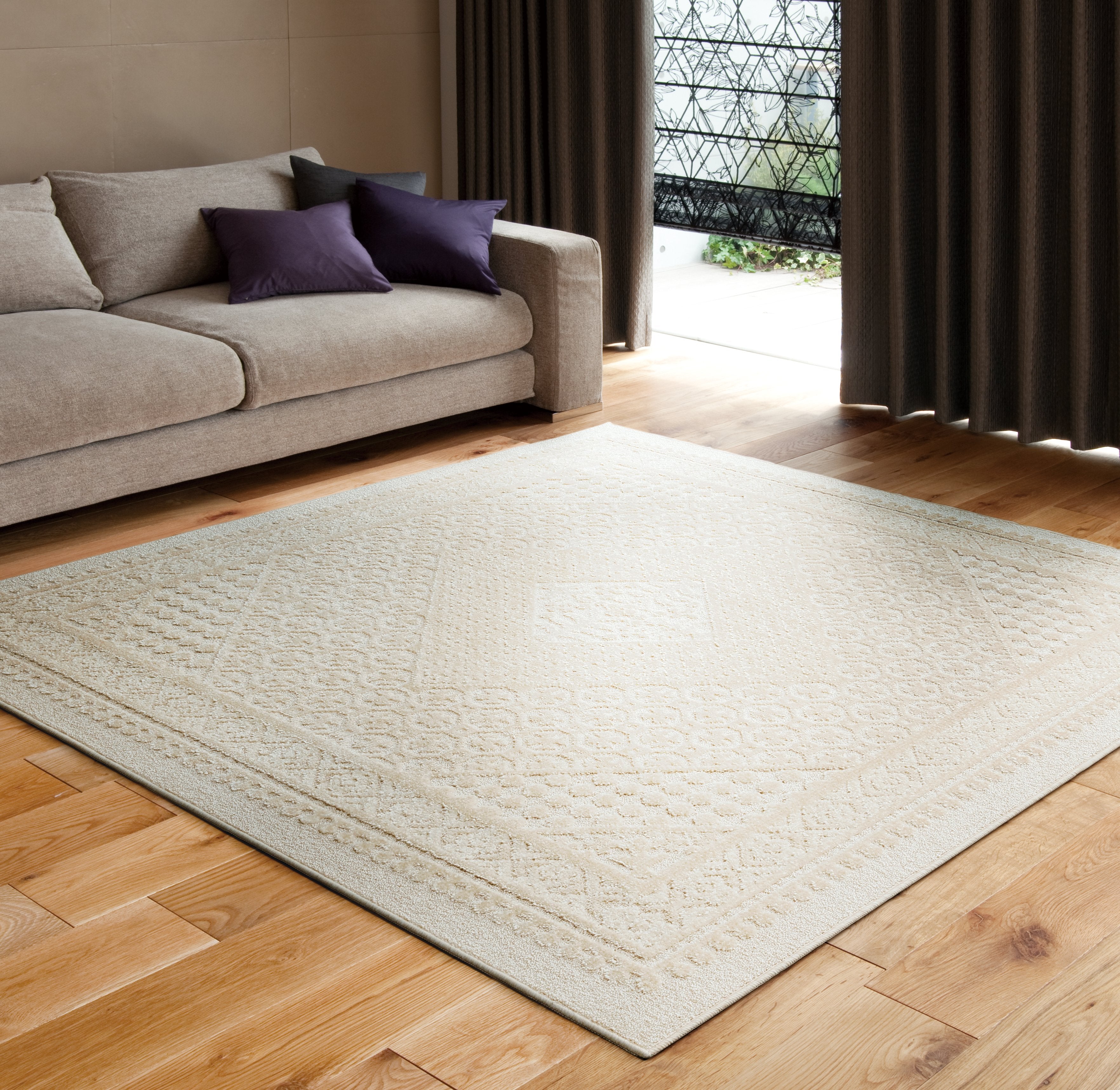 ラグ、カーペット、ひざ掛け、デザイン、柄、個性的 い草ラグ DXクロネコ ネコ柄 176×176cm 176×230cm｜イケヒコ公式通販