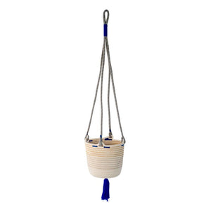 様々なインテリアに馴染む使いやすいハンギングバスケットamabro- Cotton Hanging Basket BLUE