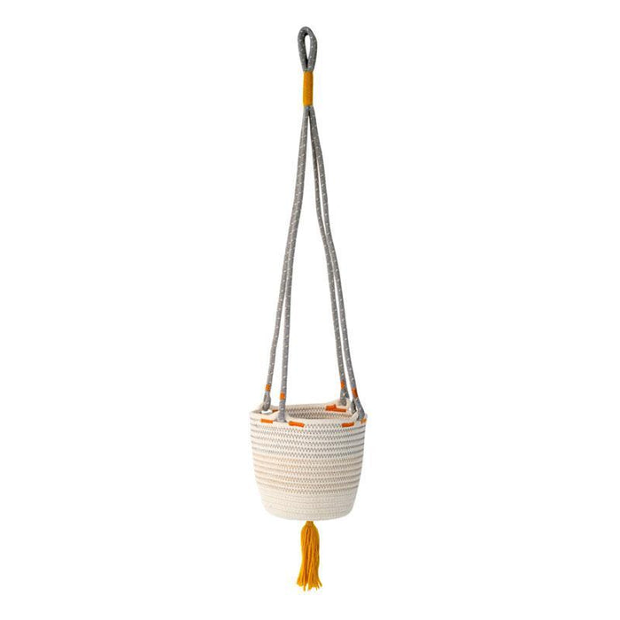 様々なインテリアに馴染む使いやすいハンギングバスケットamabro- Cotton Hanging Basket YELLOW