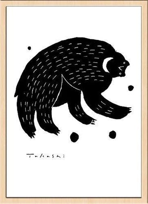 味のあるタッチで描かれたモノクロ動物のアートポスター「ツキノワグマ」 - TOCO LIFE